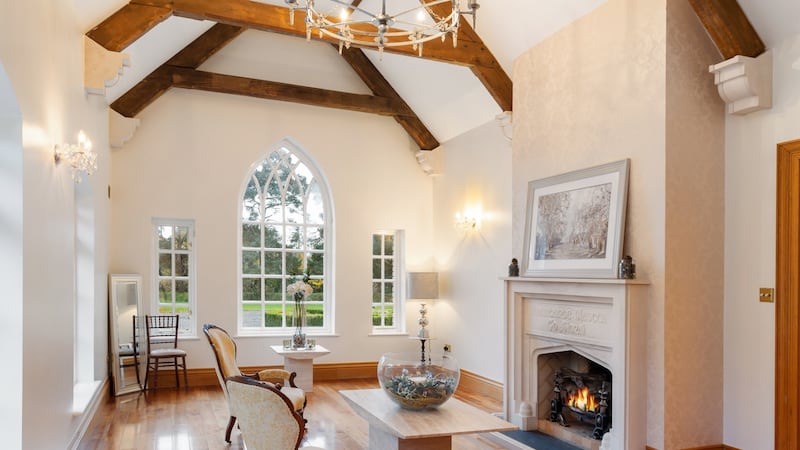 Medieval room with high vaulted ceiling