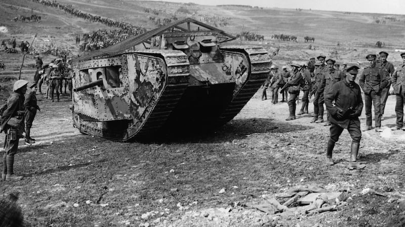 First day of tank action with Mark I tank and troops during the Battle of the Somme, September 15th, 1916. Photograph: The Art Archive/Imperial War Museum