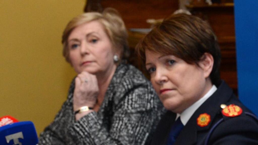 Minister for Justice Frances Fitzgerald and Garda Commissioner Noirín O Sullivan. A senior Garda is investigating a claim that gardaí and the HSE failed to respond to a reported assault on a woman. Photograph: Cyril Byrne/The Irish Times.