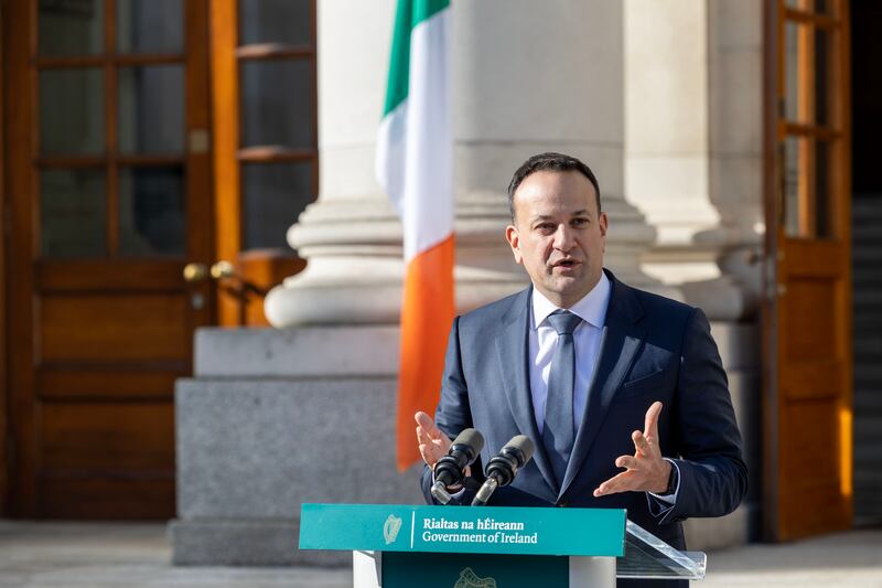 Taoiseach Leo Varadkar speaking at Government Buildings on Tuesday. Photograph: Government Information Service