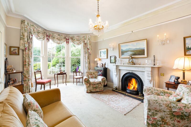 Drawing room: Extending to 210sq m (2,153sq ft), the house retains many period details and has attractive bay windows with views across Dublin Bay.