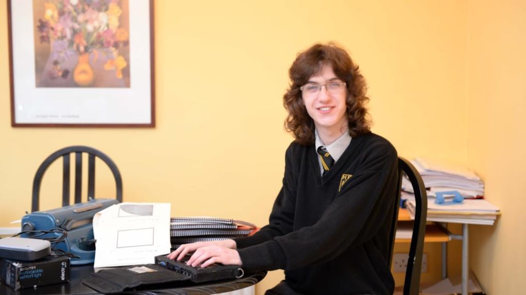 Leaving Cert student Michael O’Connor: ‘The sight I have isn’t a huge amount of use but it does help with mobility, together with my cane. I can tell day from night, shadows and shapes, that sort of thing’. Photograph: Eric Luke