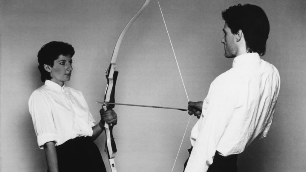 Detail from Rest Energy (1980), by Marina Abramovic and Ulay. Copyright Marina Abramovic and Ulay; courtesy the Sean Kelly Gallery, New York
