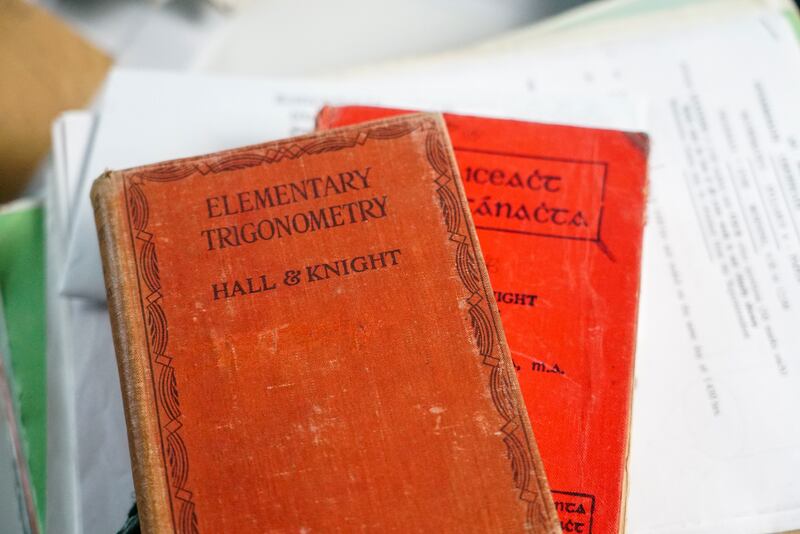 Some of the original books collected by Prof David Malone that were used to teach Leaving Cert students in Ireland up to the 1950s. Photograph: Enda O'Dowd