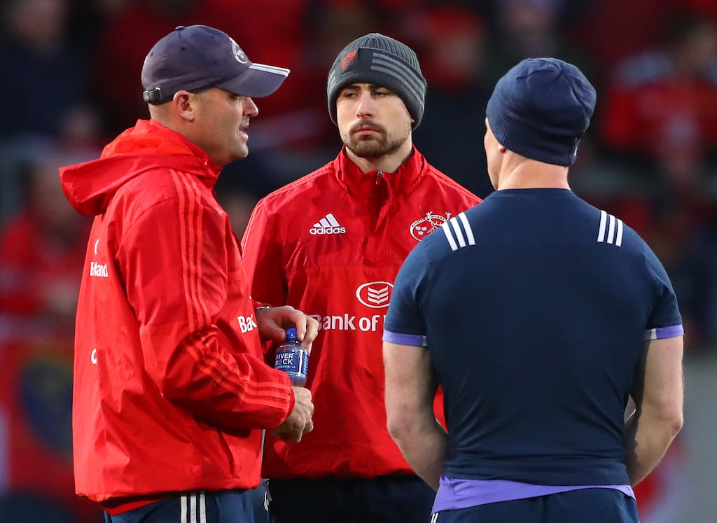 Jacques Nienaber, Felix Jones and Jerry Flannery all worked together on the Munster coaching ticket. Photograph: James Crombie/Inpho