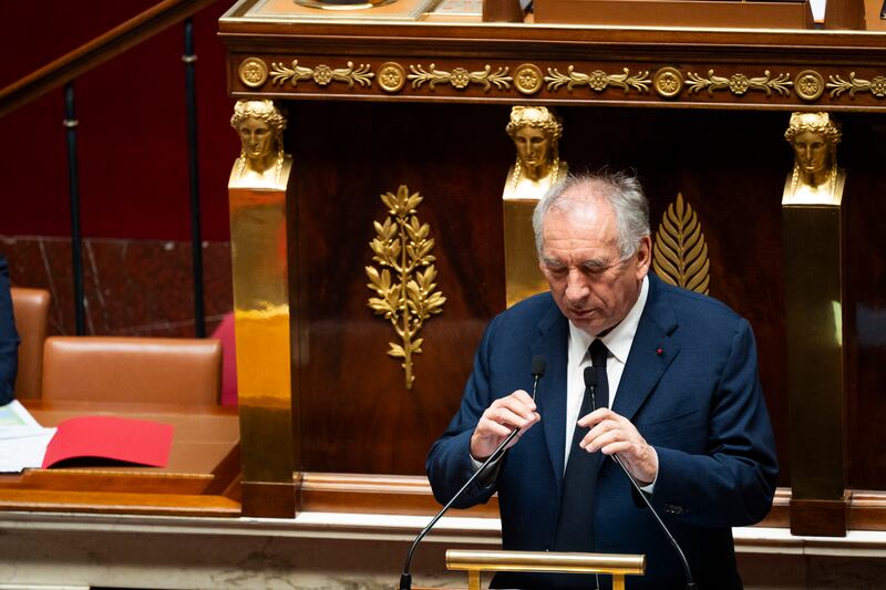 François Bayrou pictured prior to a confidence vote on Monday over the government's austerity budget, at the National Assembly in Paris. Photograph: Magali Cohen/ Hans Lucas/ AFP via Getty Images