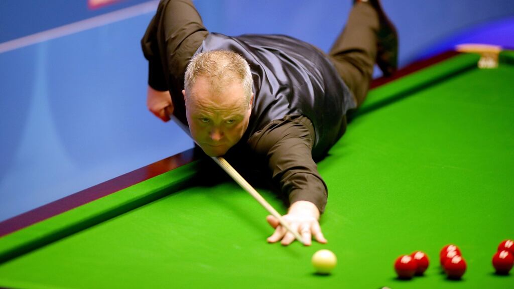 John Higgins during day nine of the 2018 Betfred World Championship at The Crucible, Sheffield. Photograph: Richard Sellers/PA Wire
