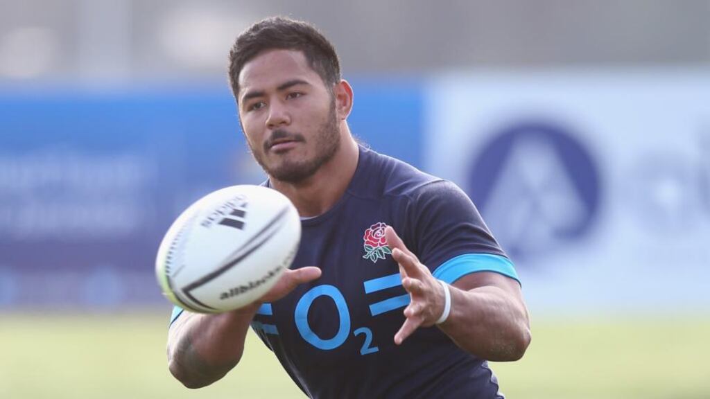Manu Tuilagi during England training at the Christchurch Club in Christchurch, New Zealand, yesterday. Photograph: David Rogers/Getty Images