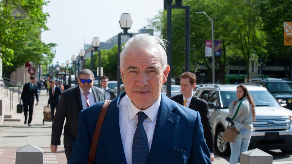 Sean Dunne leaving court in Connecticut earlier this year. In total, Mr Dunne owes creditors more than €900 million (€800 million), according to a brief filed this week