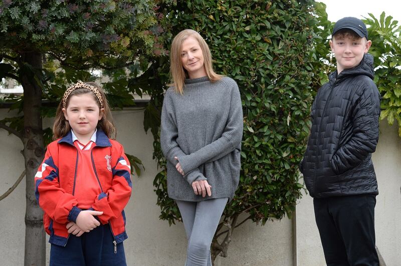 Tara Dalton, with her children Daniel and Ella Rose at home in Monkstown, Dublin. Photograph: Dara Mac Dónaill