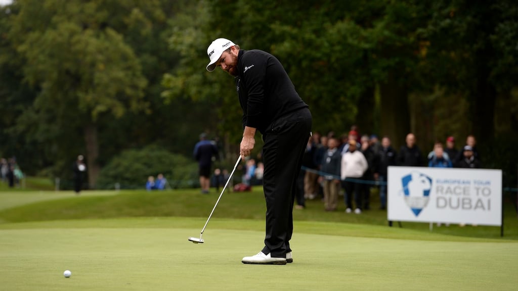 Shane Lowry putts on the 10th green during the thrid round of the British Masters at Woburn Golf Club. Photo: Tony Marshall/Getty Images