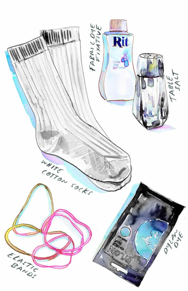 Your tool kit for tie-dye. Illustration: Samantha Hahn/New York Times