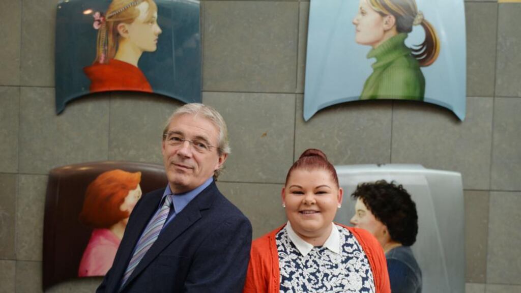 Gordon Jeyes, Chief Executive of Tusla- Child and Family Agency and Suzanne O’Brien who spent time in foster care. Inspectors have found a number of foster care households had not had visits from professionals to check if children’s needs were being addressed. Photograph: Alan Betson / The Irish Times