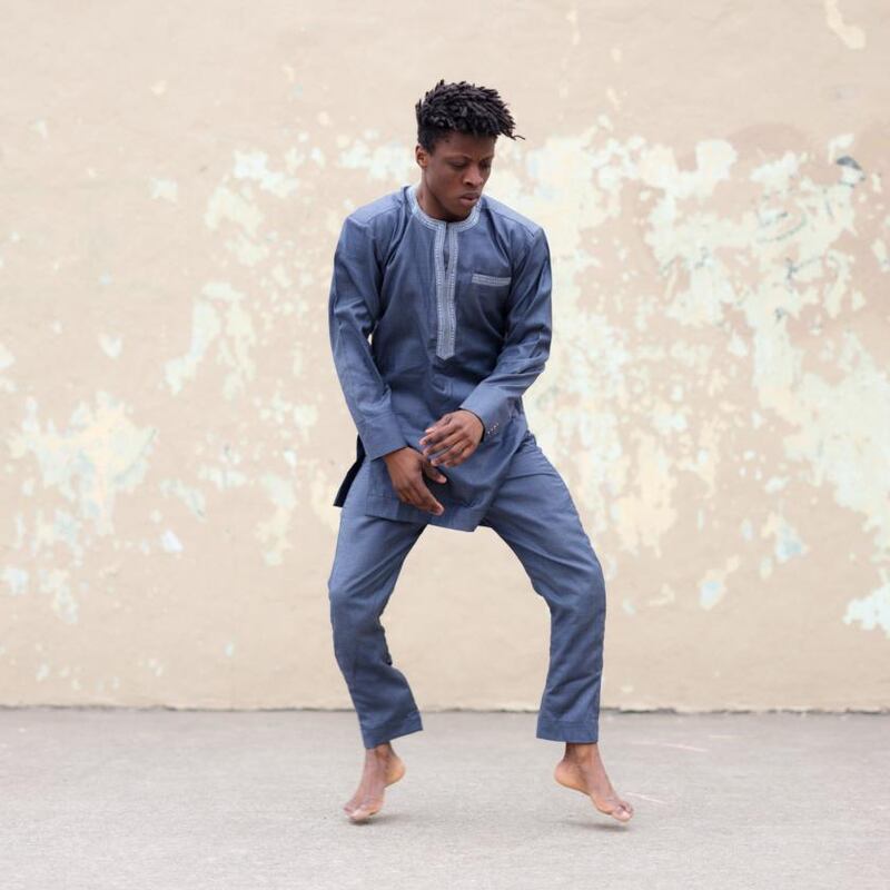 Mufutau Yusuf rehearsing for his show Owe. Photograph: Nate Palmer/The New York Times