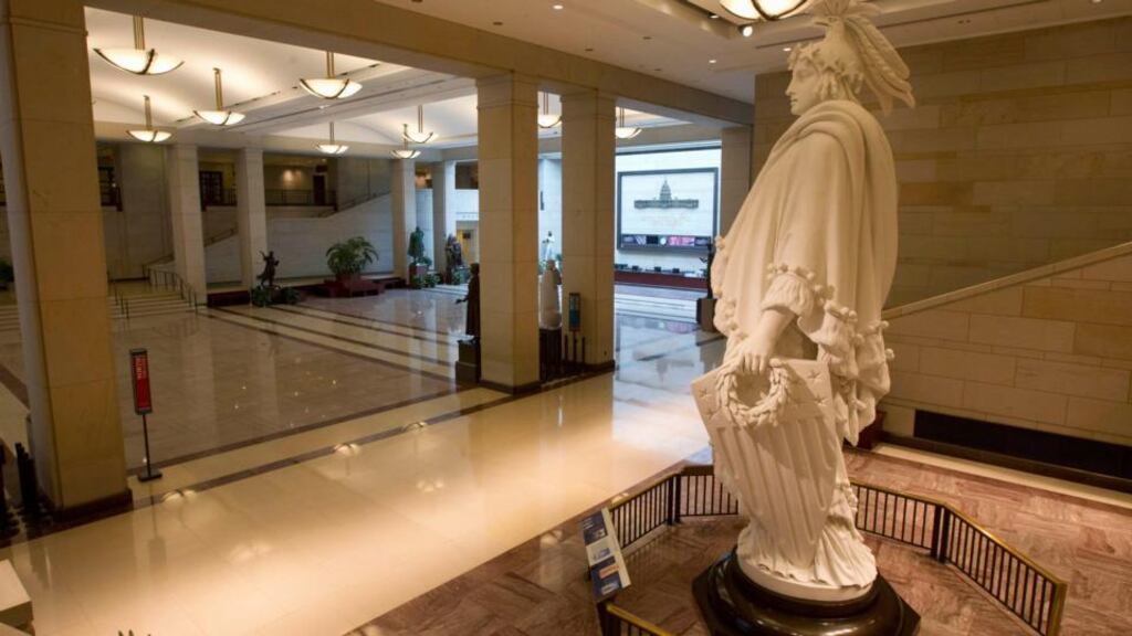 The US Capitol Visitors Center remains empty of tourists in Washington yesterday.