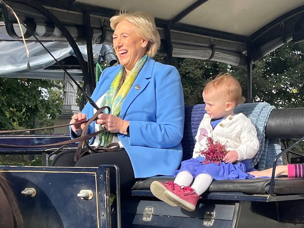 Heather Humphreys with 16-month-old Blaithin on the campaign trail in Killarney, Co Kerry, on Friday. Photograph: Anne Lucey