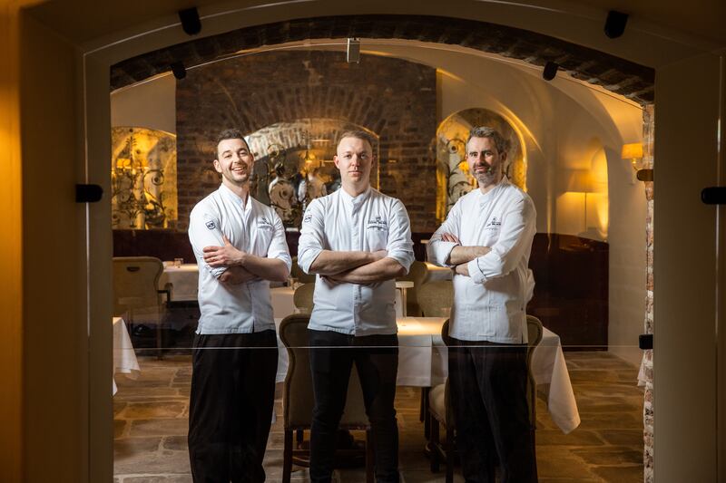 Darragh O’Flaherty and Stephen Hayes of the Cashel Palace with banqueting head chef Darren Mulvihill