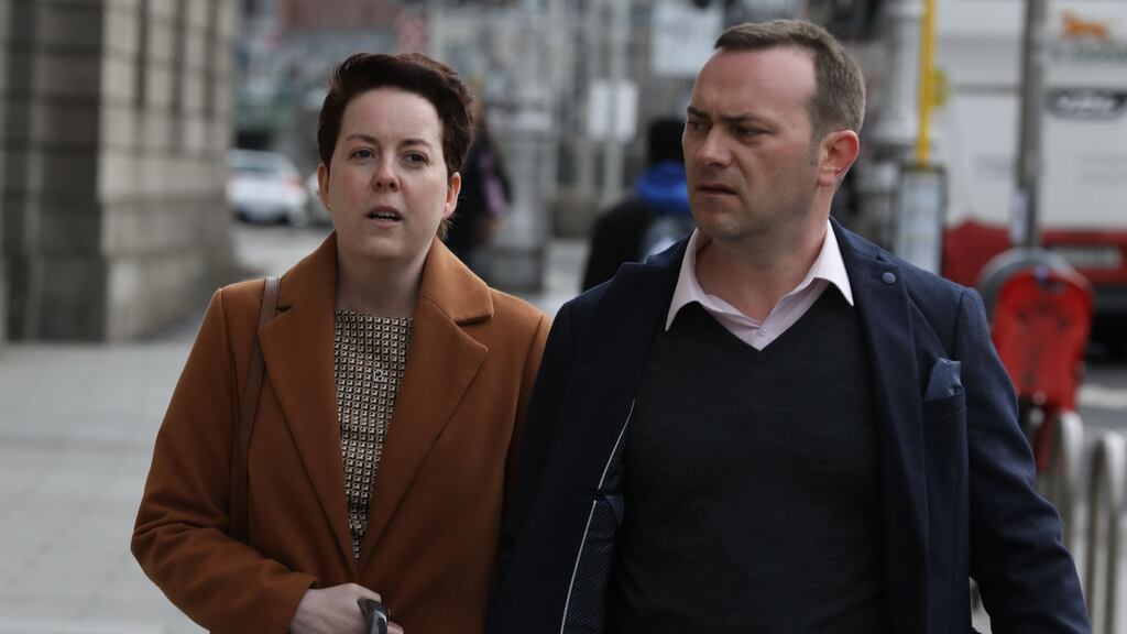 Ruth Morrissey and her husband Paul Morrissey are pictured at the Four Courts on Tuesday. Photograph: Collins Courts.