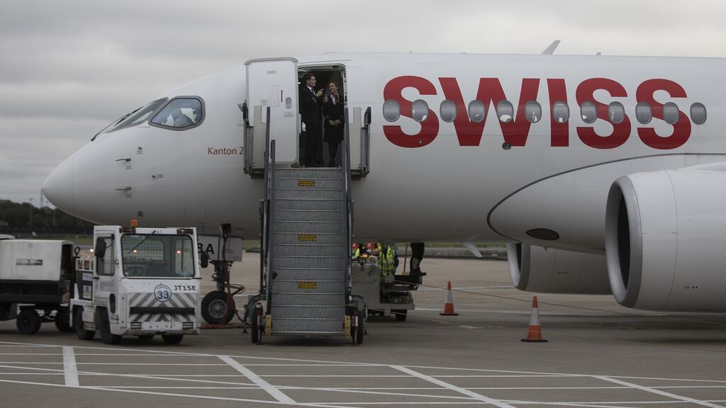 Swiss International Airlines will fly Airbus A220s four days a week from Cork Airport to Zurich. Photograph: Simon Dawson/Bloomberg