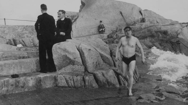 August 1952: Brendan Behan takes a dip. Photograph: Daniel Farson/Picture Post/Getty Images