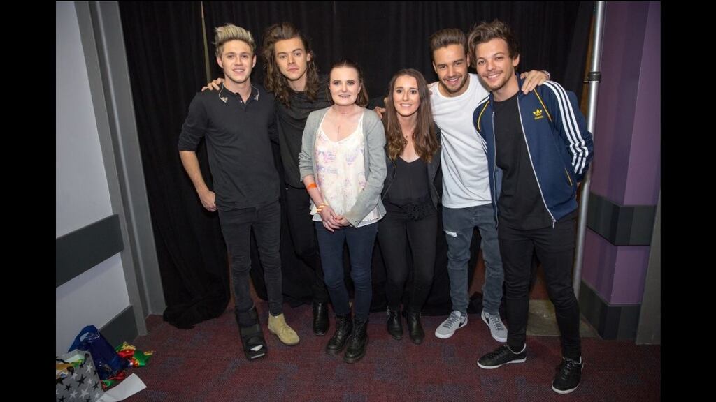 Aoife Beary (third from left) with One Direction in Dublin. Photograph: Friends of Aoife Beary on Facebook