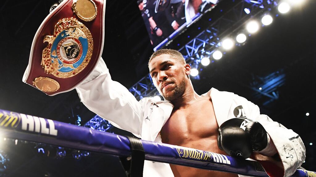 Anthony Joshua will defend his WBA, WBO and IBF titles against Alexander Povetkin on September 22nd. Photograph: Andrew Cornega/Presseye/Inpho