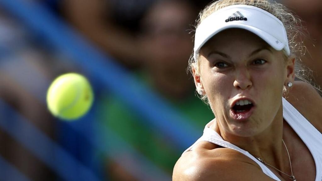 Caroline Wozniacki of Denmark returns the ball to Roberta Vinci of Italy during their final match of the WTA Istanbul Cup tennis tournament in Istanbul on Sunday. Photograph: Sedat Suna/EPA