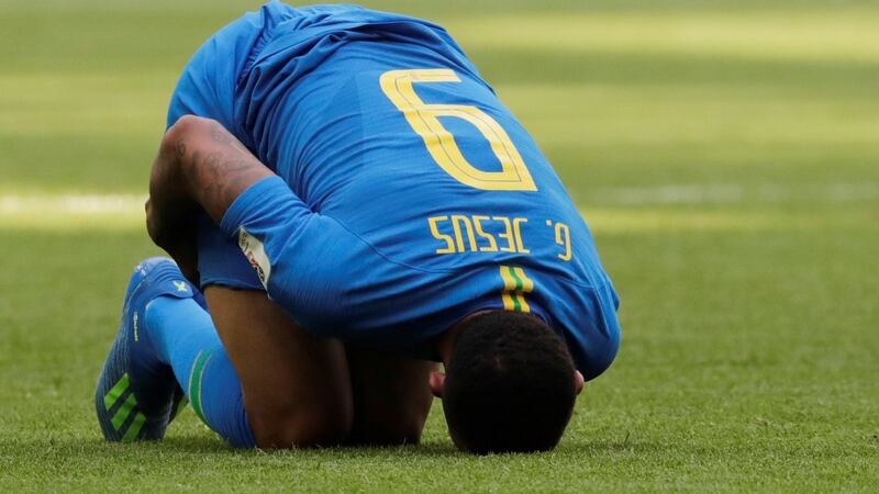 Gabriel Jesus’s Brazil side can claim top spot in Group E on Wednesday night. Photograph: Marcos Brindicci/Reuters