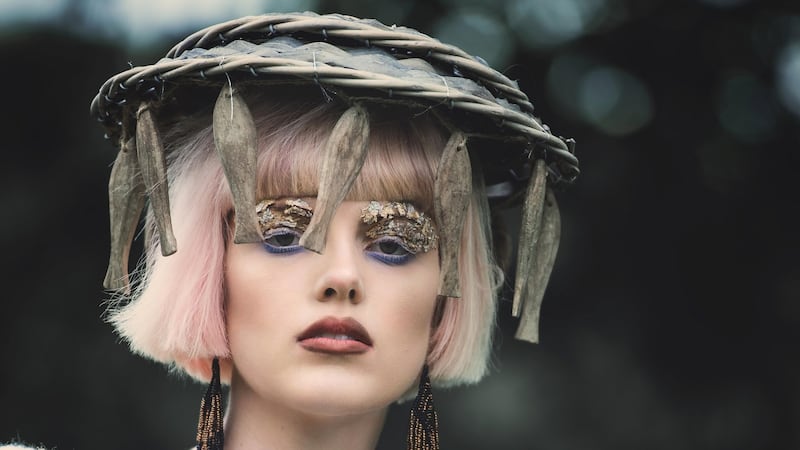 Fish motif hat €60 made to order by Mary Ginnifer Designs (with special thanks to Hickeys, Maylor Street, Cork for materials)