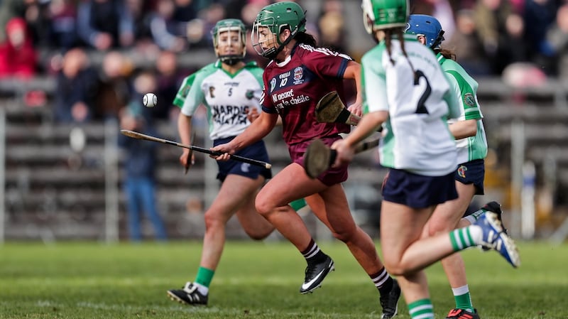 Slaughtneil’s Shannon Graham in action during the All-Ireland camogie senior club championship final at Clones, Co Monaghan. Photograph: Inpho