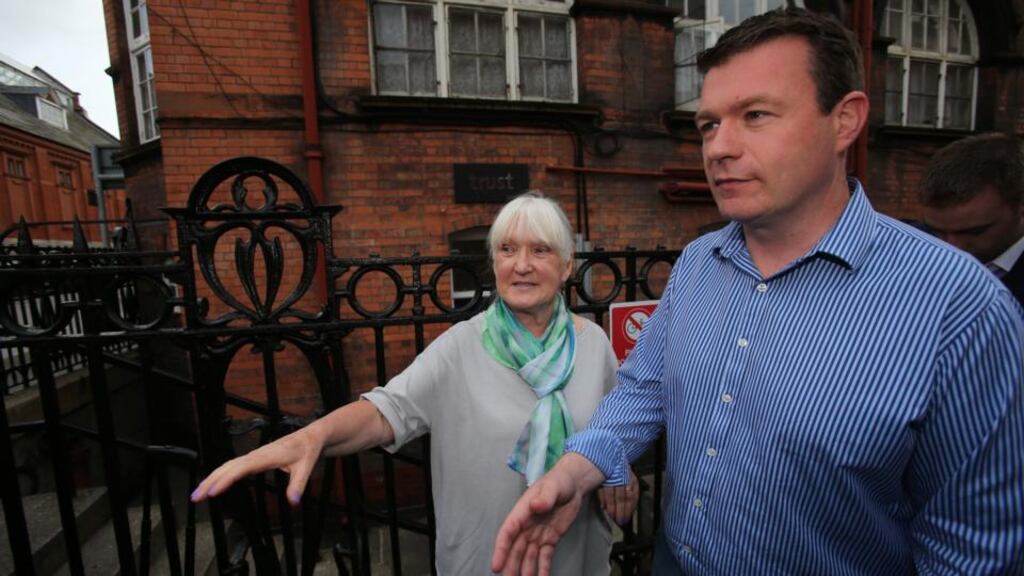 Minister for the Environment Alan Kelly with Alice Leahy, director of Trust, a charity providing medical and related services for people who are homeless, during a visit to the organisation’s Dublin premises. Photograph: PA