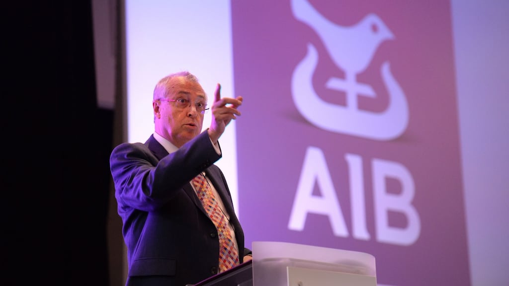 AIB chairman Richard Pym: the bank’s senior management team is in Washington, DC for the annual IMF-World Bank meeting. Photograph: Dara Mac Dónaill