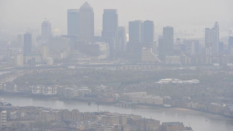 A file image showing air pollution over London. A new study suggests air pollution is causing 8.8 million premature deaths around the globe each year. Photograph: PA