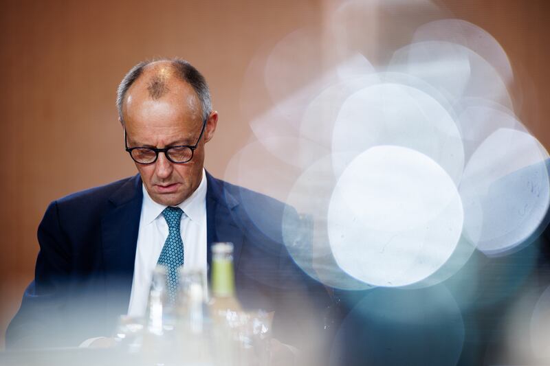 German chancellor Friedrich Merz at a weekly cabinet meeting of the German government in Berlin on Wednesday. Photograph: EPA