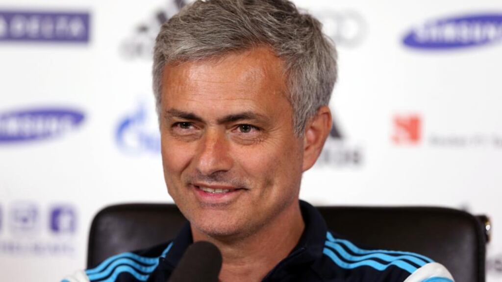 Chelsea manager José Mourinho was in relaxed mood with the press ahead of his side’s match with Manchester United. Photograph: Matthew Childs/Reuters