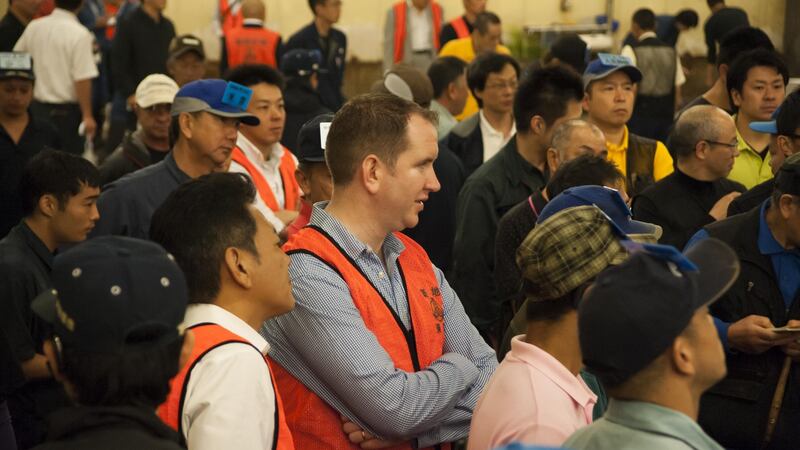 Liam Crotty at Tsukiji fish market