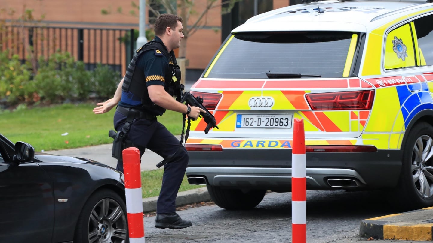 Armed gardaí arrest a man at Citywest Shopping Centre. Photograph: Colin Keegan/Collins Dublin