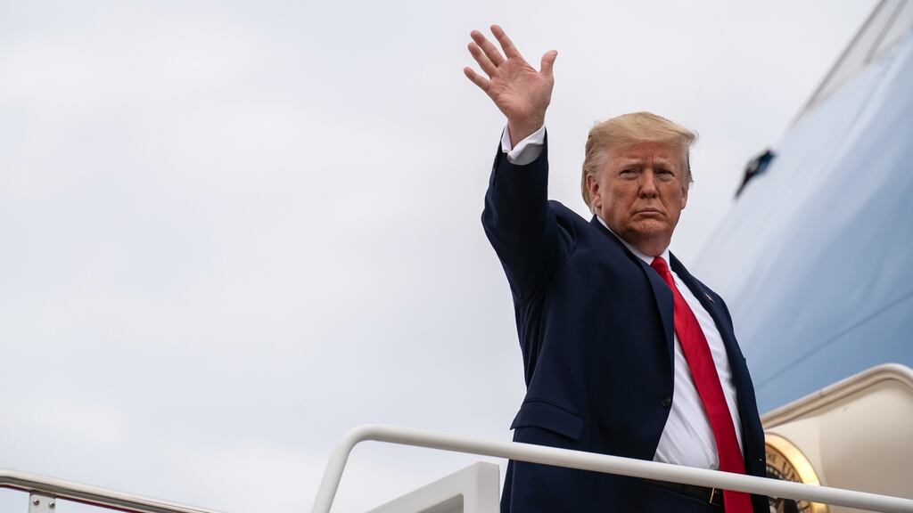 US president Donald Trump boards Air Force One at Joint Base Andrews in Maryland on Friday. Photograph: Erin Schaff/The New York Times