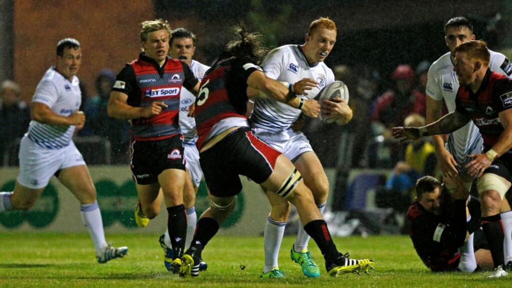 Darragh Fanning is tackled by Edinburgh’s Ben Toolis during Leinster’s 16-9 defeat at Meggetland. Photograph: Inpho