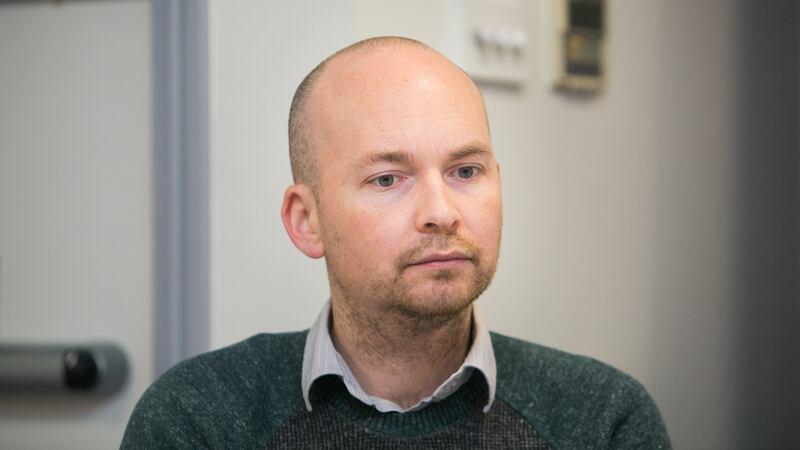 Paul Murphy during a press briefing at the Grand Canal Hotel, Dublin. Photograph: Gareth Chaney/Collins