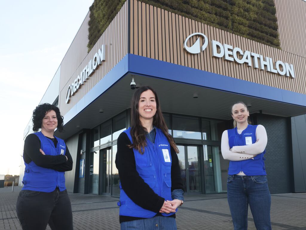 Elena Pecos (centre), who most recently led Decathlon Ireland as CEO, will now take the helm across both the UK and Ireland. Photograph: Leon Farrell / Photocall Ireland