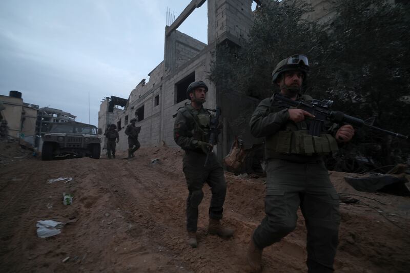 Israeli soldiers in the Palestinian refugee camp of Jabalia, on the outskirts of the city of Gaza, on December 8th. Photograph: Atef Safadi/EPA-EFE