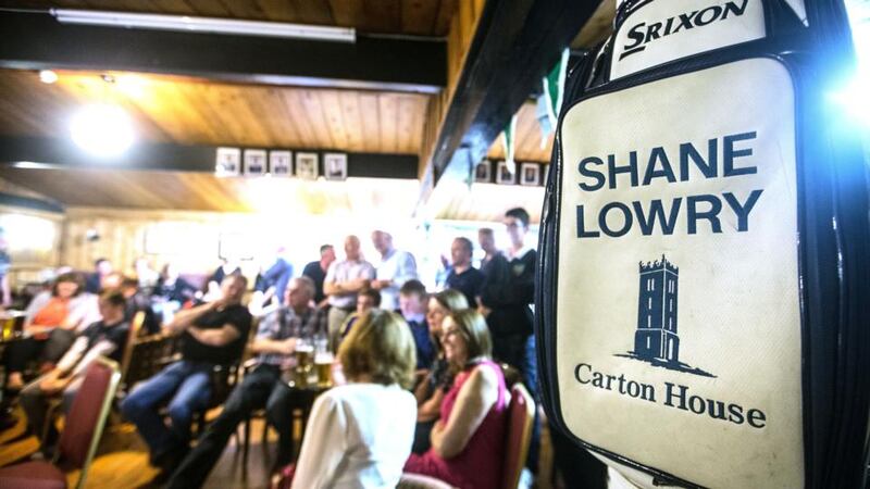 A Shane Lowry golf bag in the club bar at his home club of Esker Hills in Co Offaly. Photograph: INPHO/Donall Farmer.
