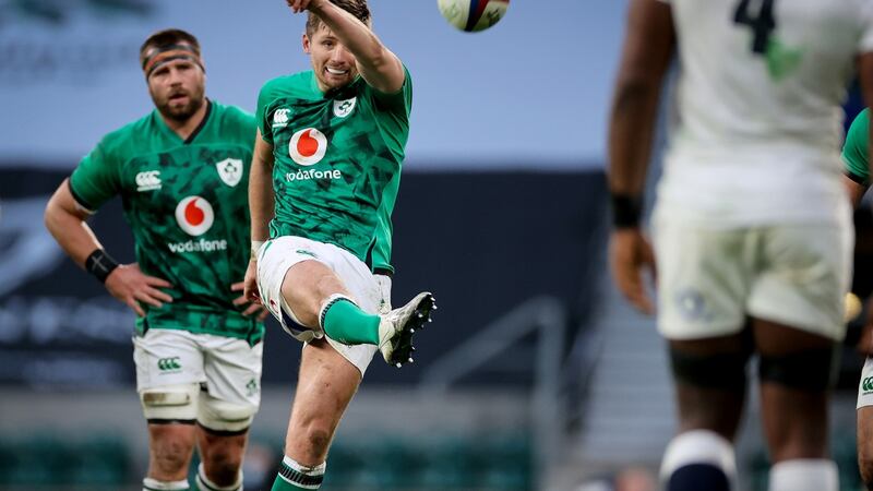 Ross Byrne struggled to affect the game at Twickenham Stadium. Photograph: Billy Stickland/Inpho