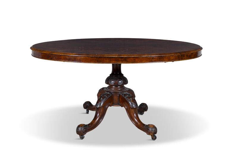 Late 19th-century Victorian walnut centre table (€500-€800), at Adam's