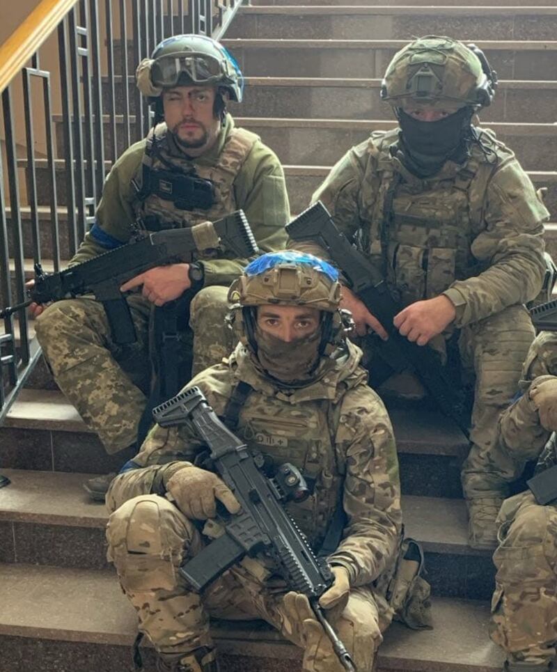 Robert Deegan, top left, in Ukraine.