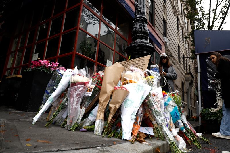 Fans pay tribute to late actor Matthew Perry outside the Friends building in New York City. Photograph: John Lamparski/Getty Images