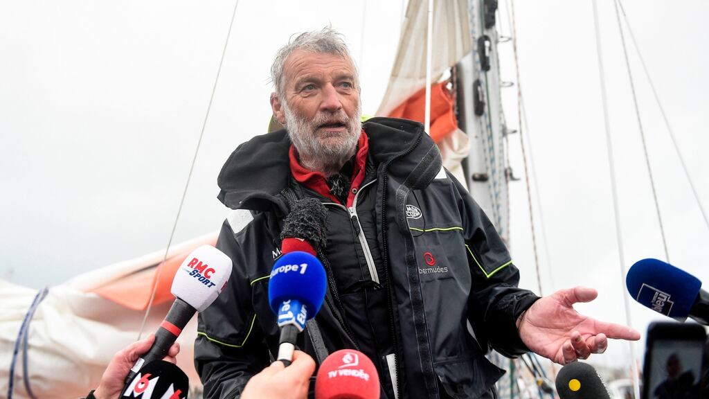 French skipper Jean-Luc Van Den Heede in Les Sables d’Olonne in western France after winning the round-the-world Golden Globe race on January 29th, 2019. Photograph: Sebastien Salom Gomis/AFP/Getty