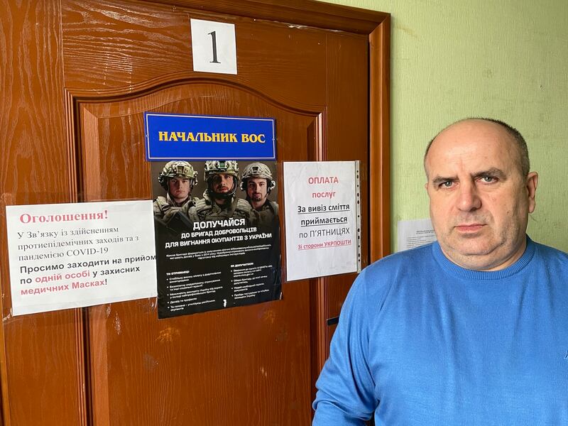 Yuriy Bezpaliy, the head of Bohdanivka village outside Kyiv, that Russian forces entered on March 8th 2022 and occupied for nearly a month. Photograph: Daniel McLaughlin