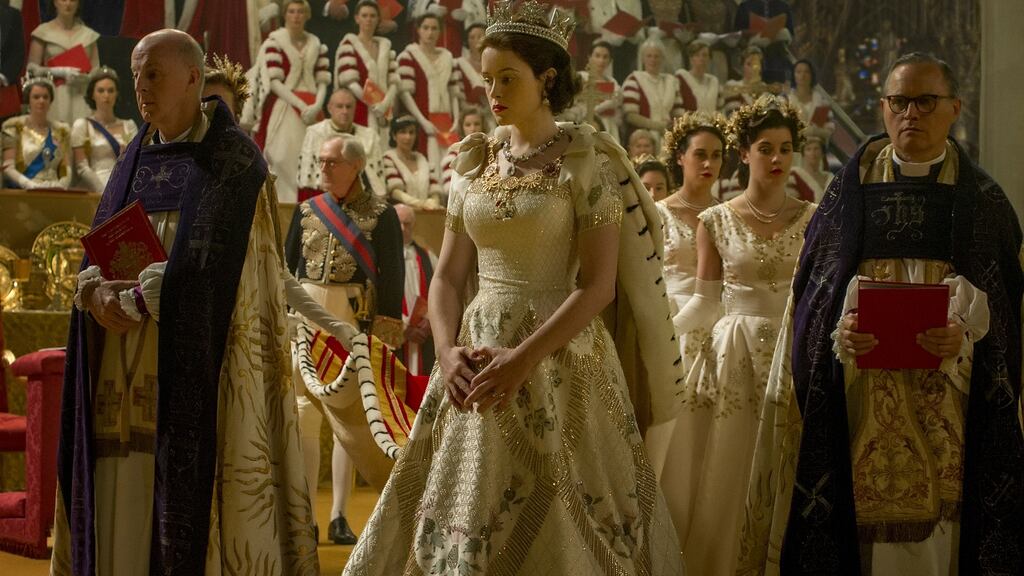Claire Foy as the newly crowned Queen Elizabeth II in the  Netflix series The Crown.